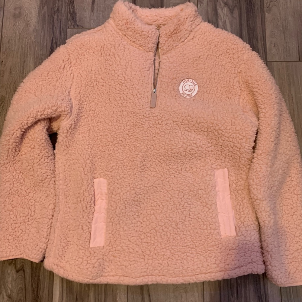 Ivory Ella Sherpa quarter zip pink